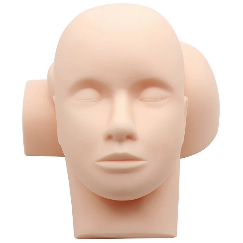 Silicone Lying Fake Head Model Base Mannequin Practice Tool Massage Eyelash Extension Training Face Tattoo Pmu