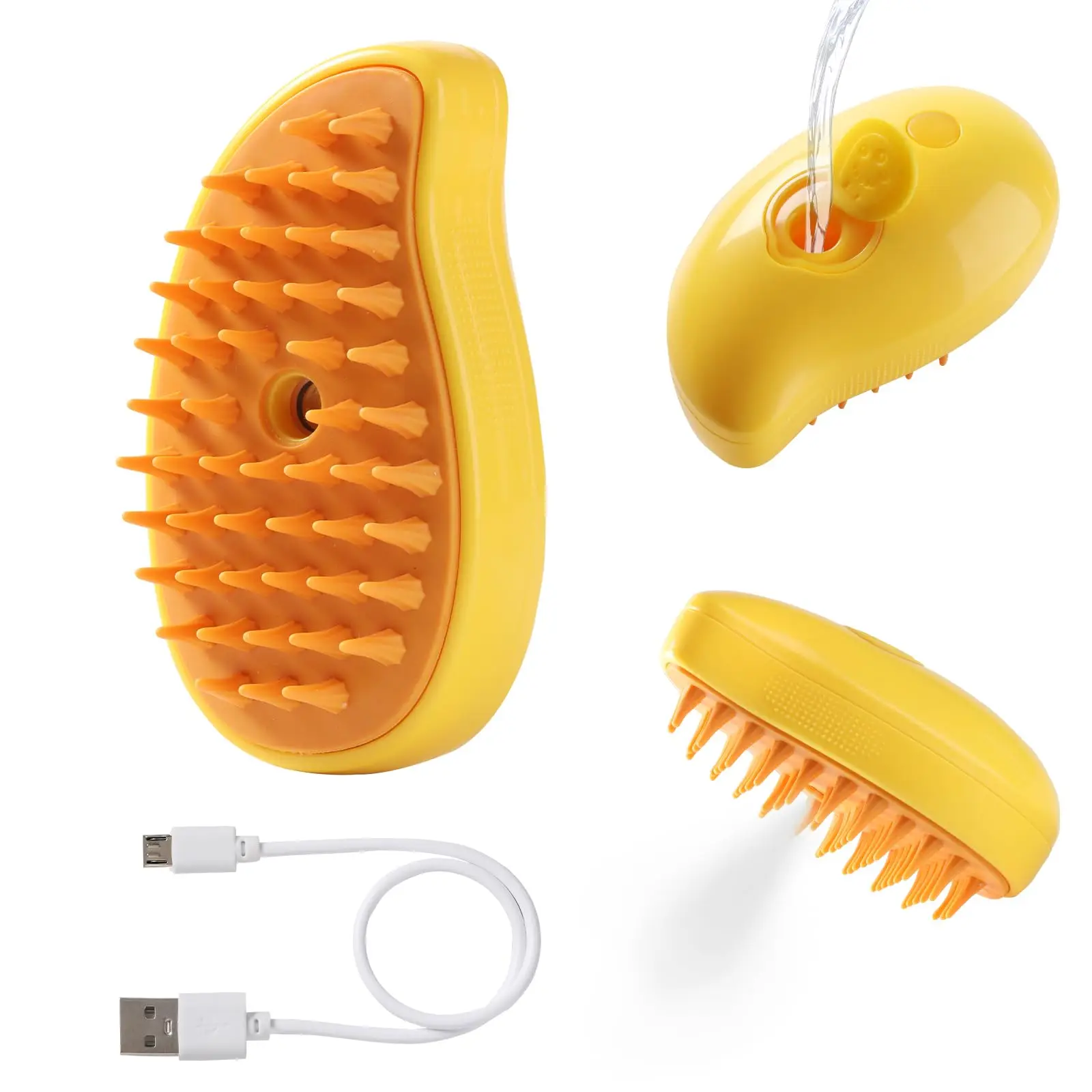 Cat Steam Brush 3 in 1 Cat Steamy Brush Cleanser Silicone Massage Grooming Brush Mango Green Pet Hair Cleaning Comb for Cats Dog
