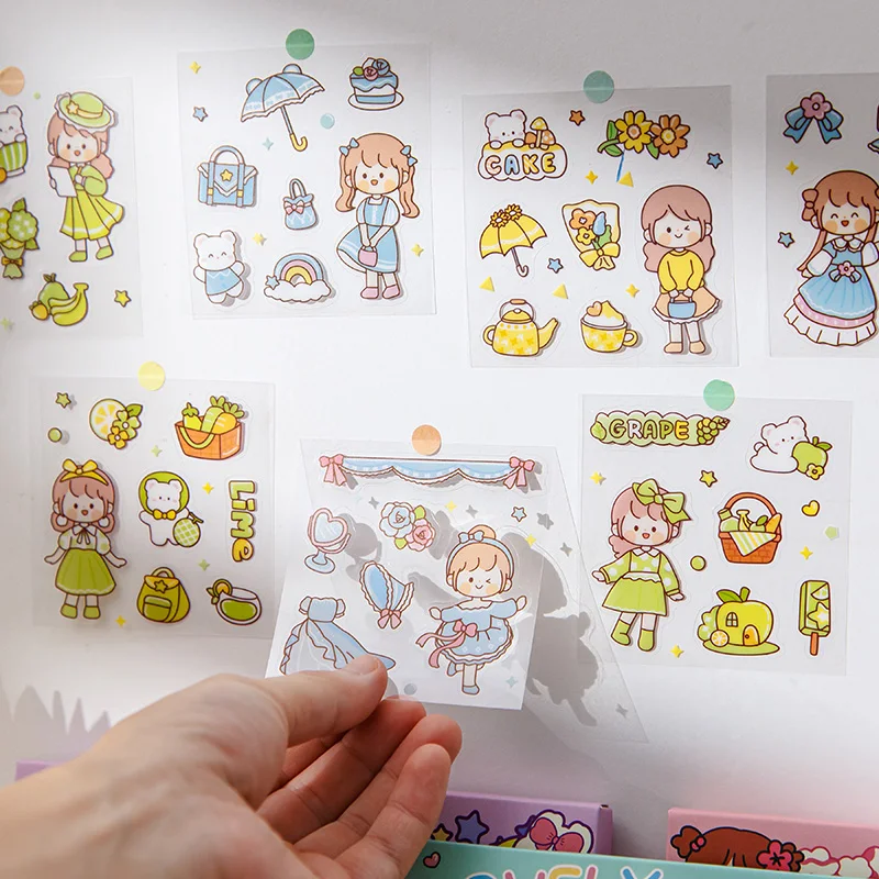 Eco Friendly pet Animal Custom Pattern Cute transparent decoration Die Cut stickers With Box