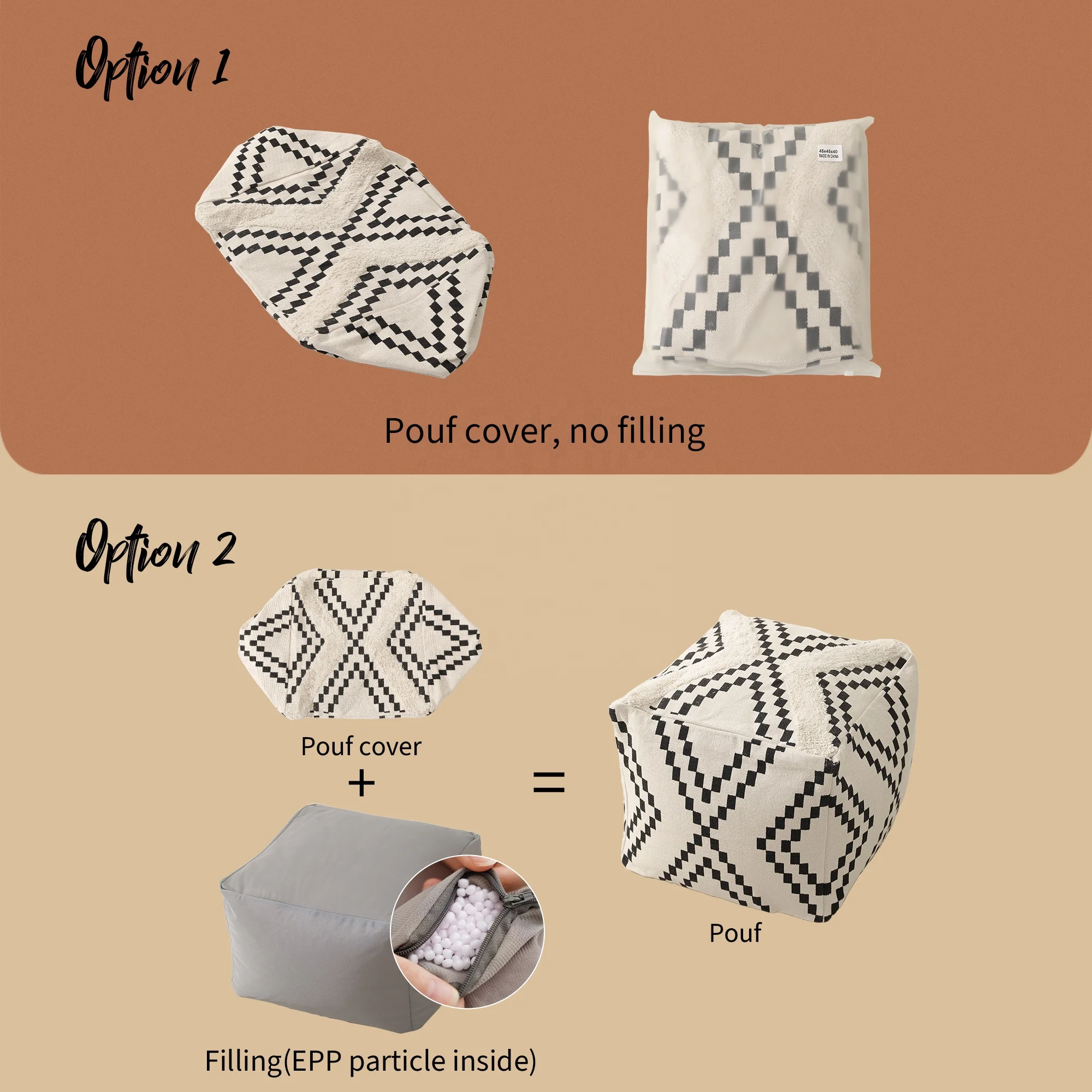 2024 Upgraded EPP Particle Pouf Filling Insert With Zipper Fire-resistant Strongly Supported Non-collapsing Pouf Filling