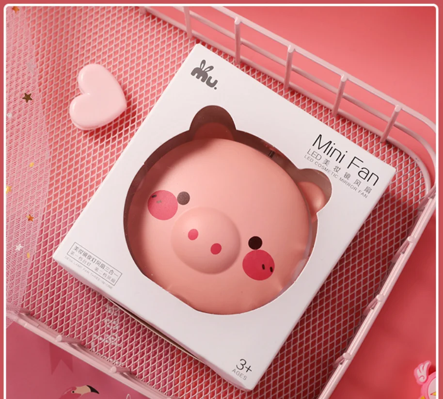Hot-sell Usb mini fan with Led light and mirror