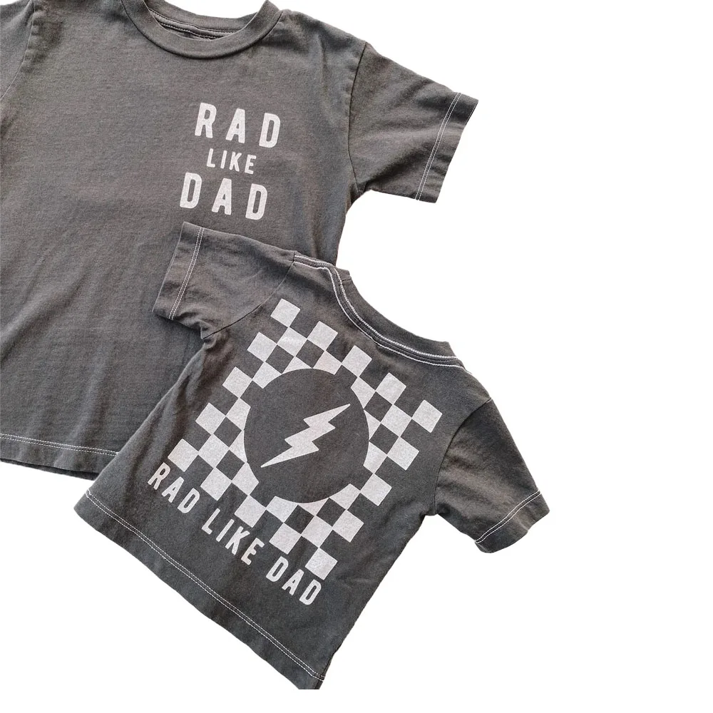 Checkers Graphic Transfer SublimationTee Dad and Me Jersey Cotton Children Summer Clothes Kids Boys T Shirts
