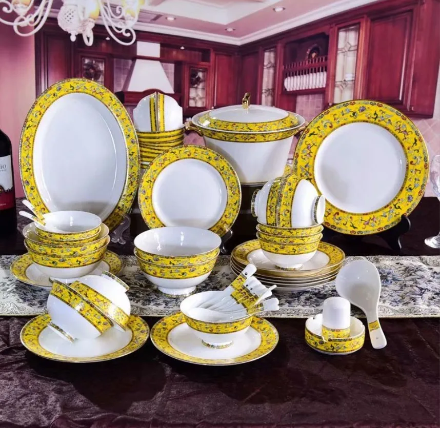 Luxury Noble Salad Pasta Tray Home Gift Dinner Set Royal Wedding Plates Ceramic Porcelain Tableware