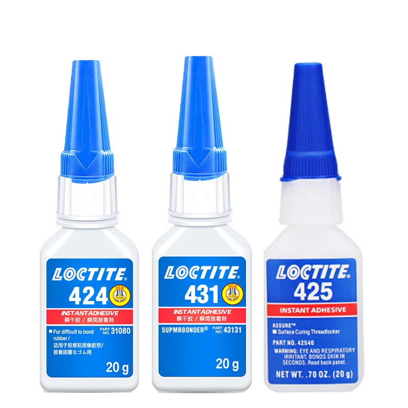 Medium Viscosity 20g Loctiter 424 425 431 Super Instant Glue Quick Curing Adhesive for Metal Rubber Plastics Adhesive