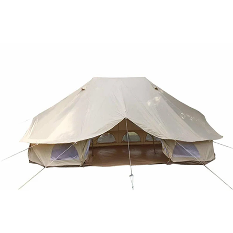 Luxury Glamping Poly Cotton Canvas Big Tent Outdoor Camping Steel Frame Teepee Tent Emperor Tent