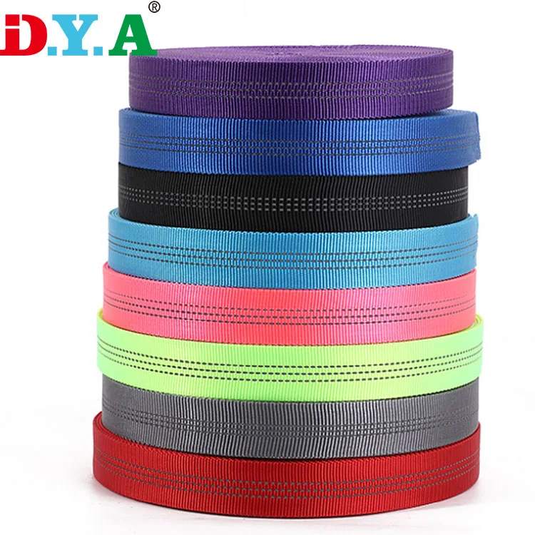 Wholesale 1 inch Reflective Nylon Tubular Hollow Webbing for Making Dog Collar and Leash