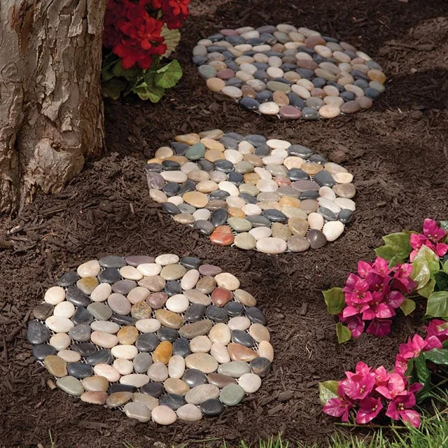 Lawn Garden Round Decorative Pebble stepping stones mat