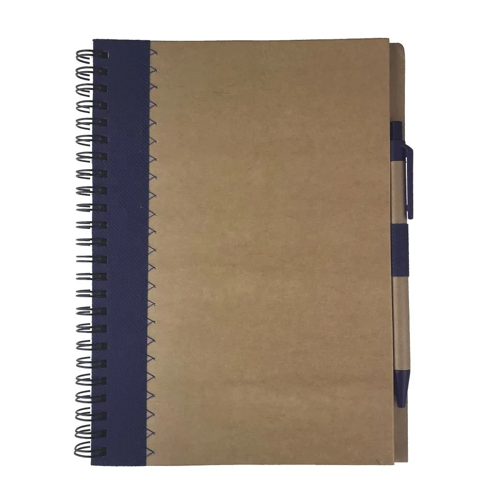 Recycled Paper Notebook with Side Spiral Binding and Paper Ball Pen NB010 Promotional Gifts Envi A5 Recycled Paper Notebook