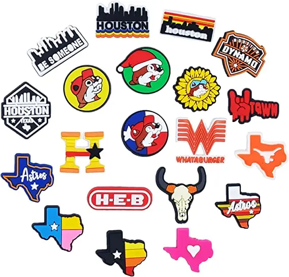 High quality Houston Astros croc shoe charm fit for clog wholesale Texas croc charm for shoe decoration Bucees croc charm