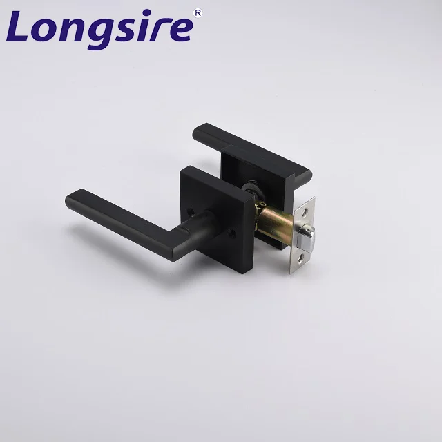 Modern Matt Black Zinc Alloy Tubular Keyed Entry Door Lever Handle Lock with Keys for bathroom/bedroom/passage/dummy Door Lock