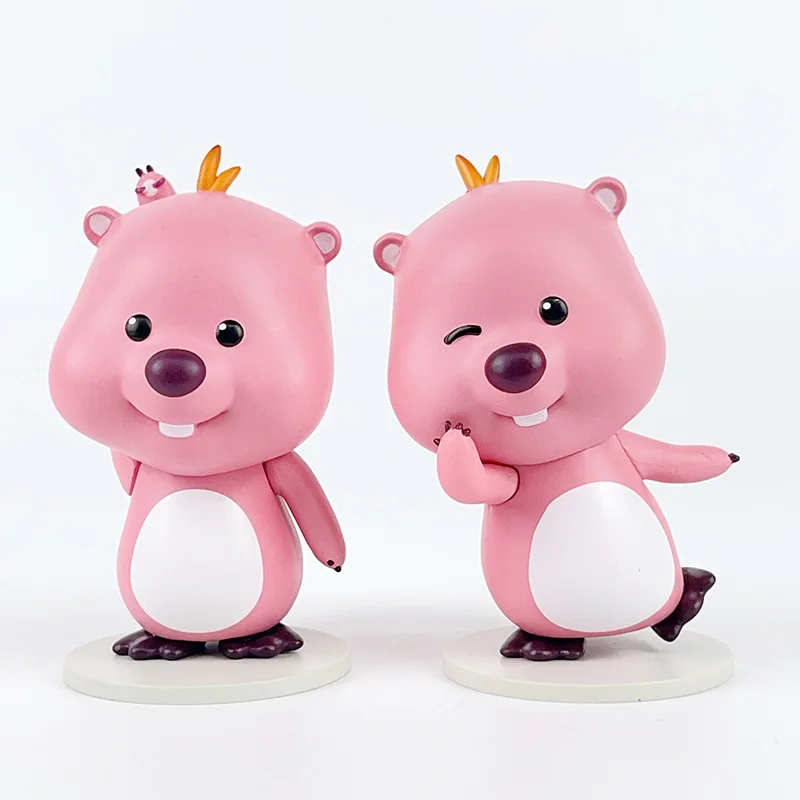 Hot Sale 6 Pcs /Set Loopy Ruby PVC Toy Cute Pink Beavers Car Desktop Decoration Children Loopy Ruby Doll Gift Wholesale