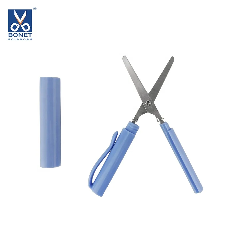 Amazon Hot Selling creative lockable Stationery Office portable spring pen shape mini scissors