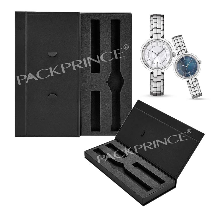 Роскошные Пользовательские черный упаковка сплошной бумаги картона для мужчин, один отворот, luxueuze Подарочная коробка Наручные часы коробки чехол в большей части для ремонта часов
