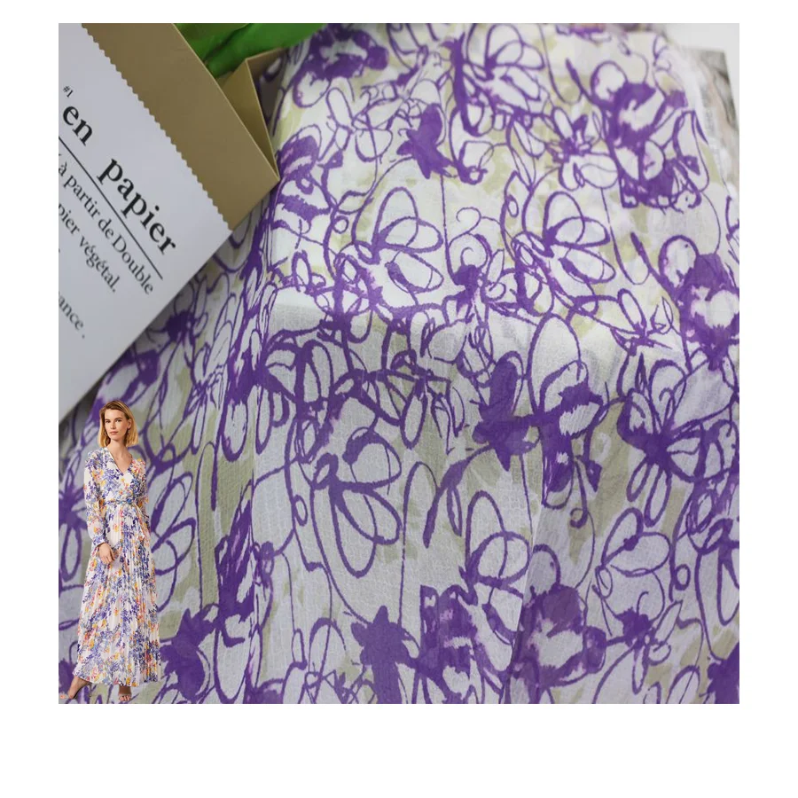 Yunda Hot Sale 100% Polyester Fabric Korean Pure Printed Fabric Chiffon Fabric Flower For Dresses Clothing