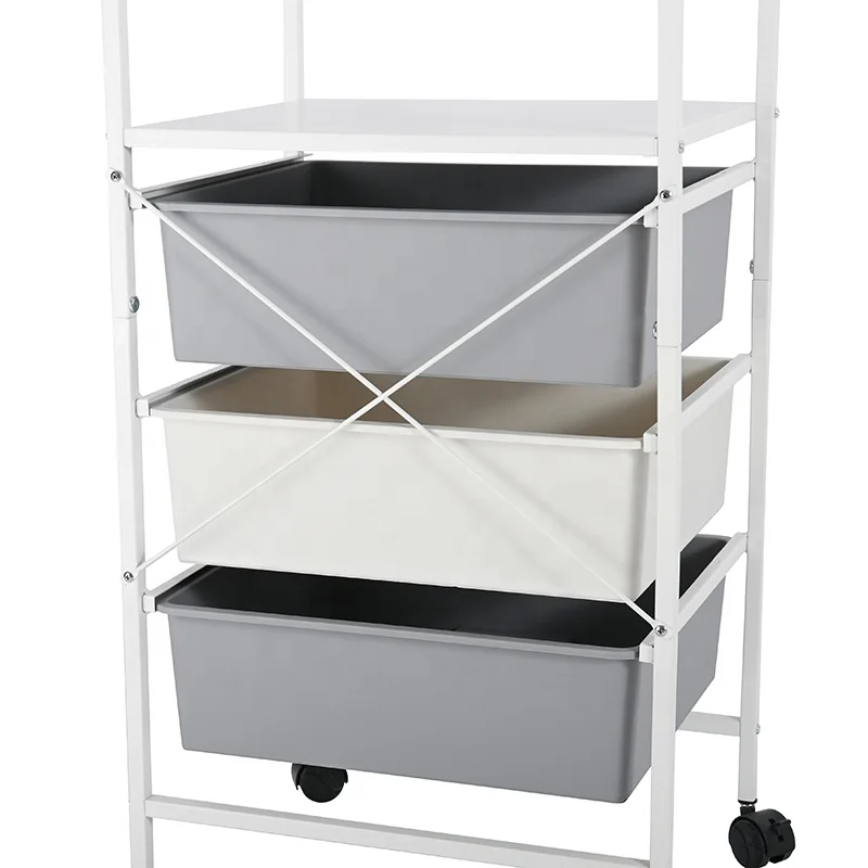 Home Office School Beauty Salon Utility Craft Organizer Trolley Cart 3 Plastic Rolling Storage Drawers Cart with Wheels