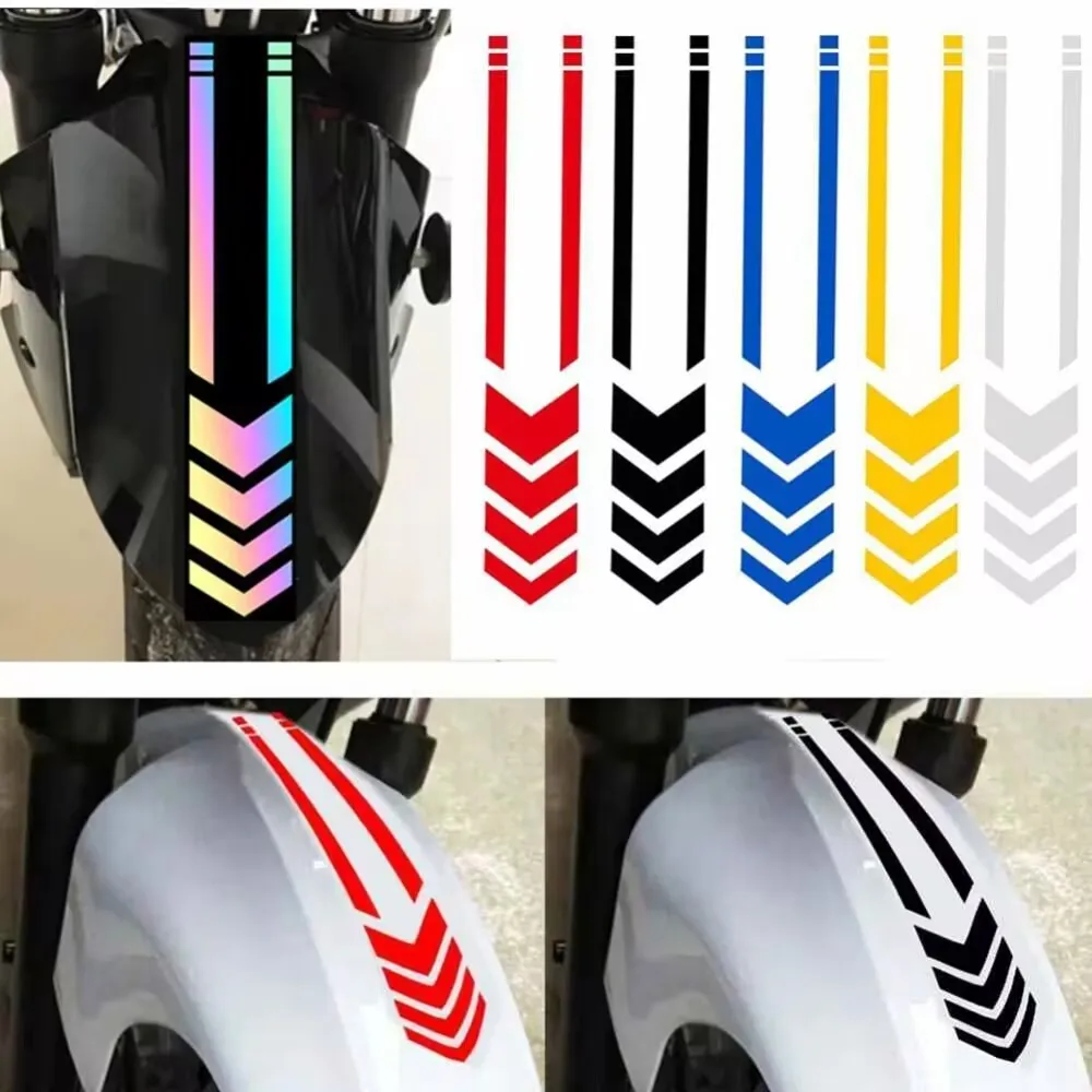 1pc Motorcycle Mudguard Sticker Fender Arrow Line Strip Reflective Waterproof Oilproof Tape Decal Accessory