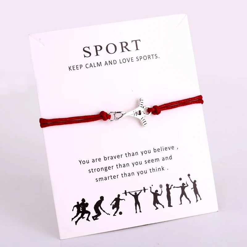 Manufacturer Handmade Baseball Softball Basketball Volleyball Soccer Football Ice Hockey Tennis Sports Charm men ladies bracelet