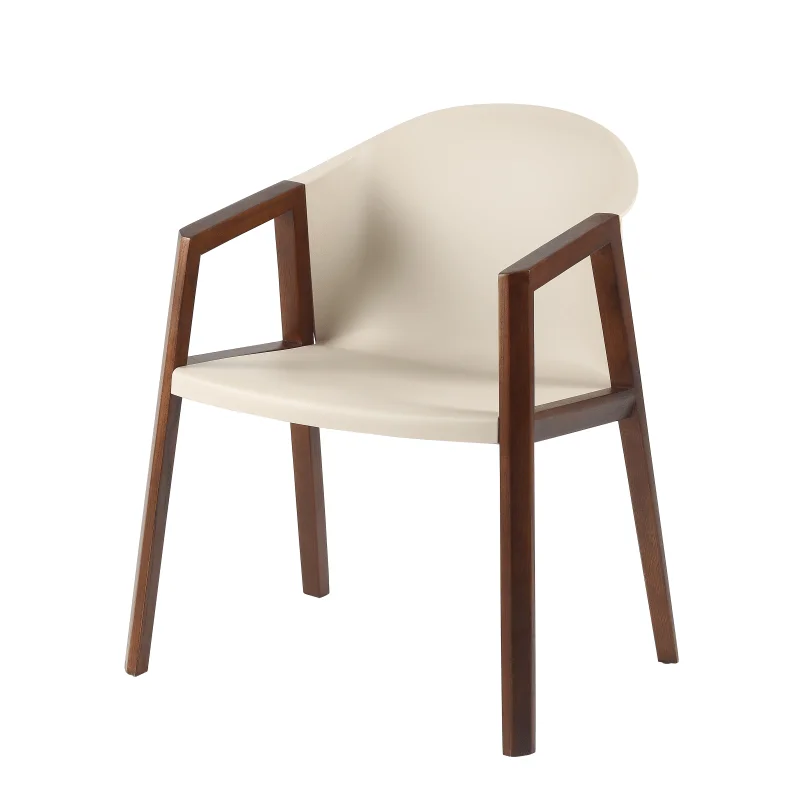 Modern Plastic Pp Seat Dinning Chair Solid Wooden Armchair Lounge Frame Chair For Living Room Golden Award Restaurant Chair