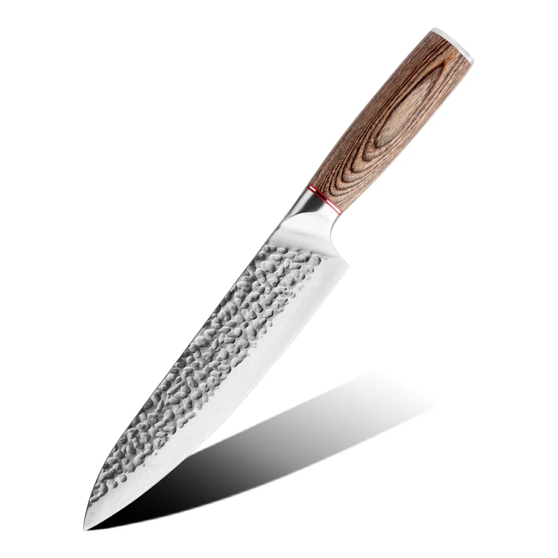High Quality 8 Inch Chef Knife 4CR13 Stainless Steel With Pakka Wood Handle Kitchen Cutlery