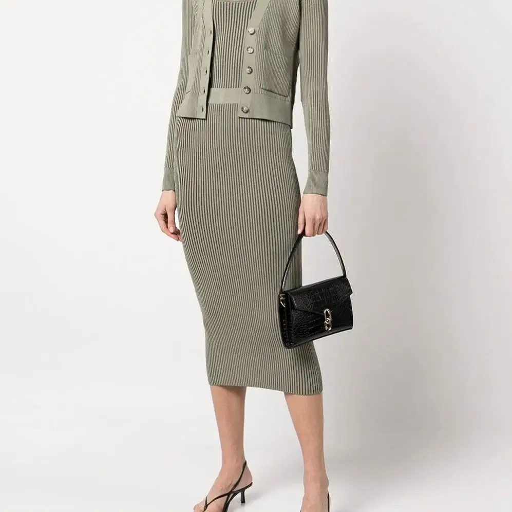 Hot Selling Knitted Jumper A-Line Slim Skirt Ribbed Casual Sexy Maxi Skirt