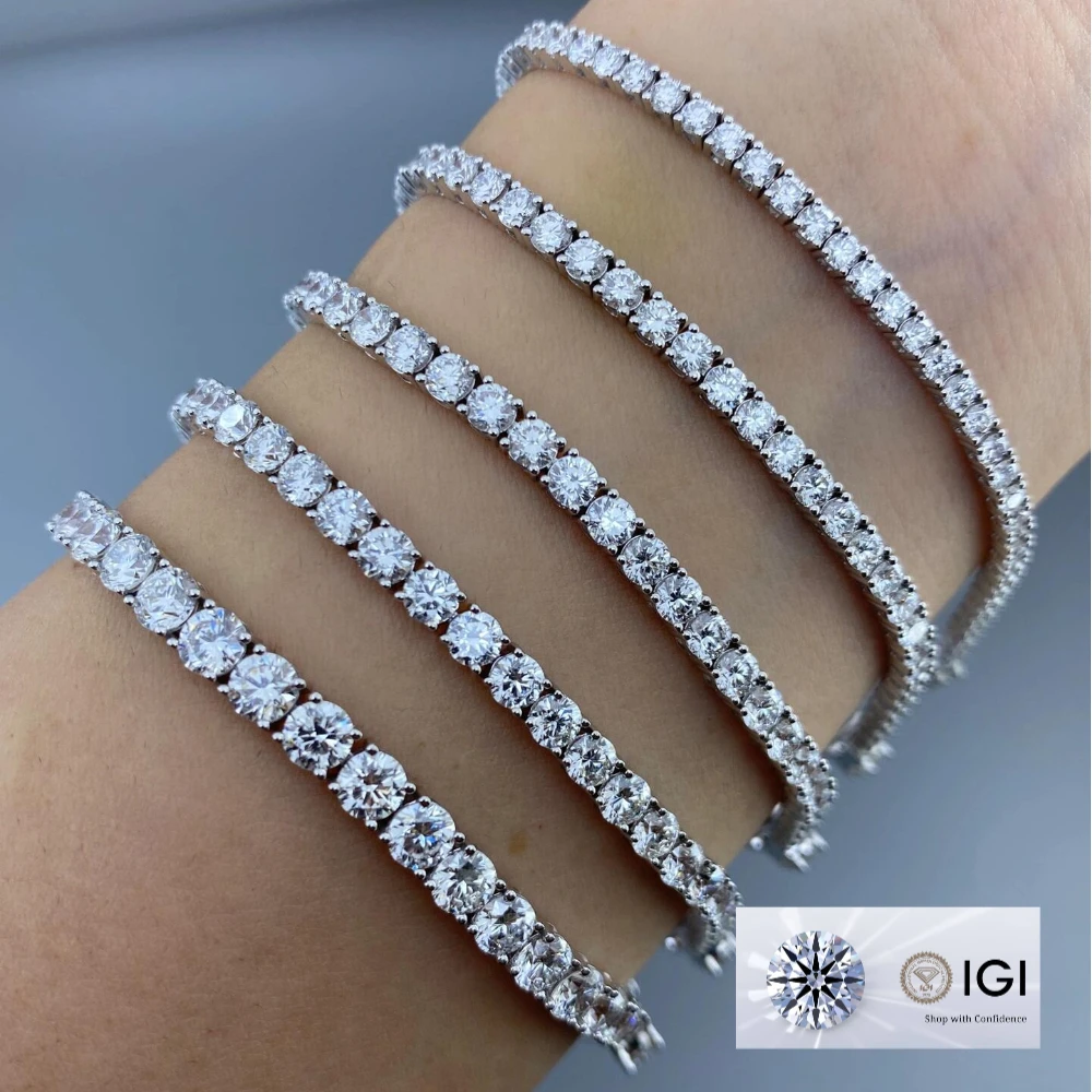 IGI  CVD Lab Grown diamond Pure Solid 18K VVS1 lab grown diamond GIA Certified Lab Grown Diamond Tennis Bracelet