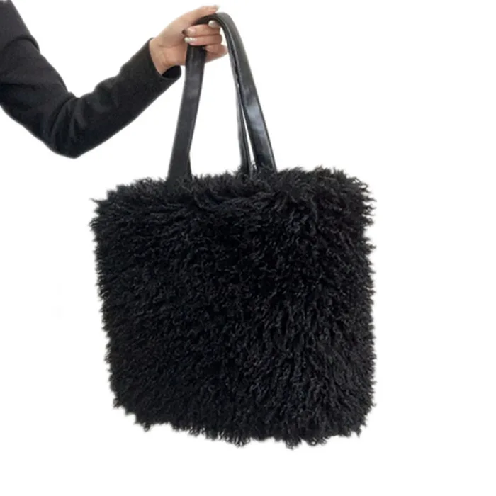 High Quality Women fashion Fox Fur Bag Purse luxury Winter Warm Cute Plush Fur handbag for ladies