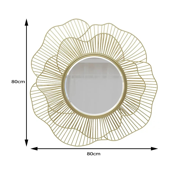 85x75cm big flower Hot Trend Iron Mirror Hanging Decorative Mirror large Wall Mirror Furniture With Eye-catching Design