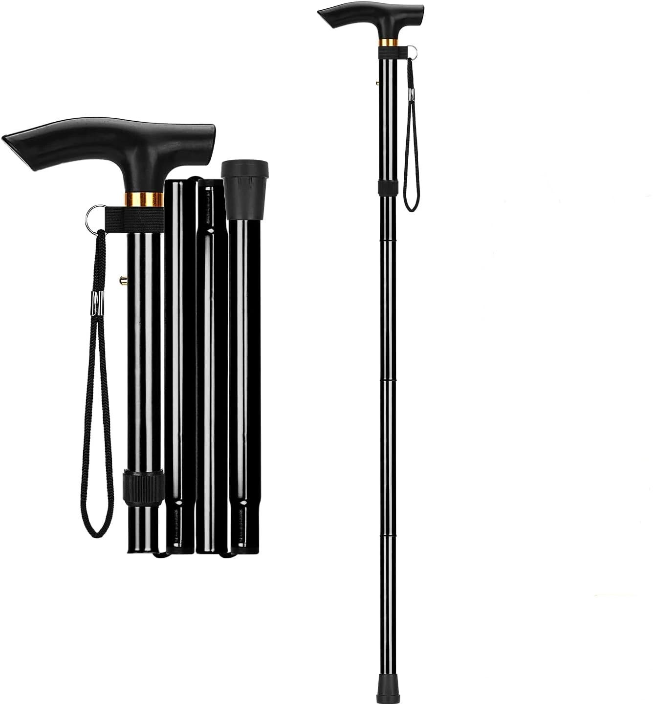 Foldable Walking Cane with Adjustable Height and Lightweight Soft Ergonomic Handle for Comfortable Grip Portable Walking Stick