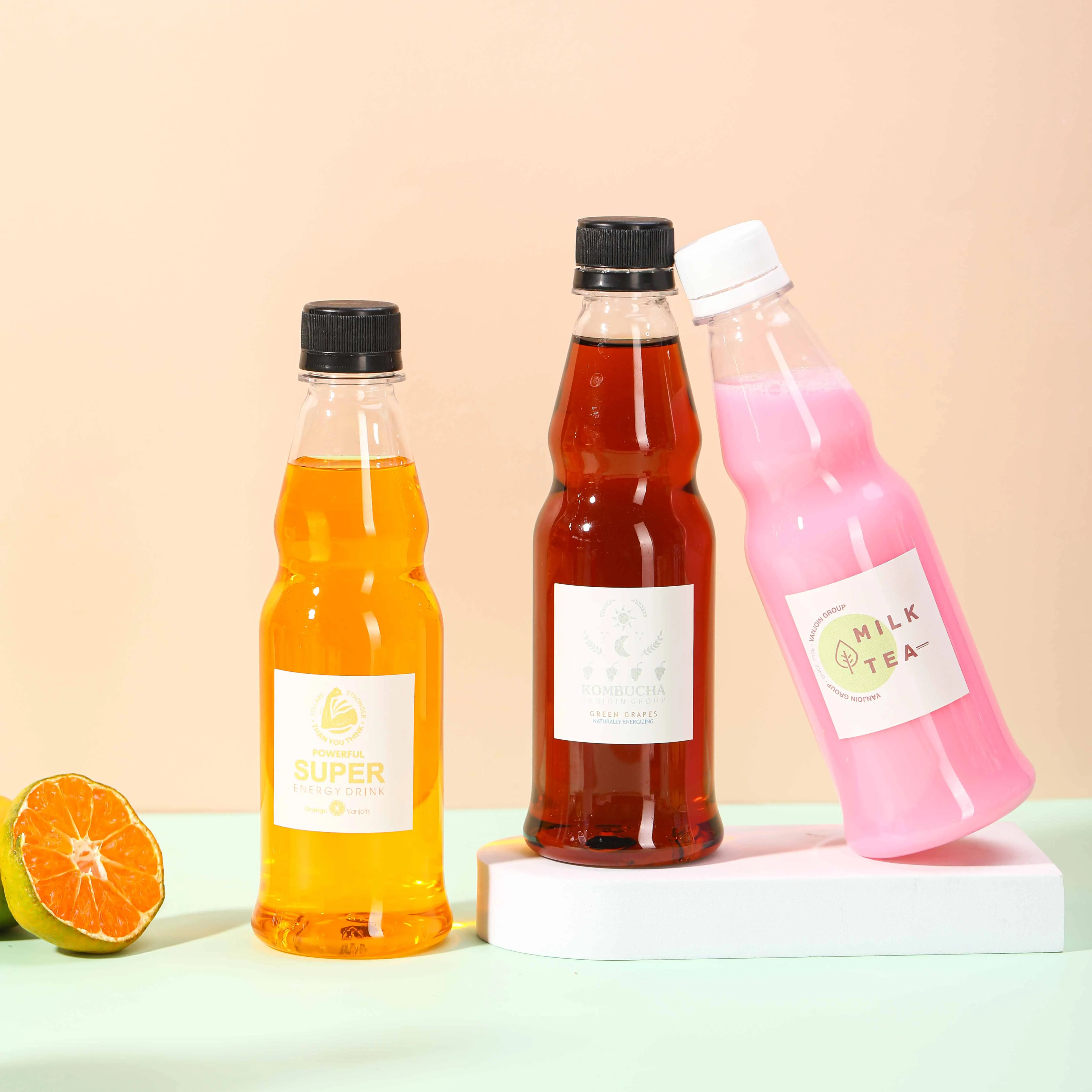 High Quality 350ml Plastic Juice Bottles Juice Business Support Supplier 12oz Plastic Bottles with Labels