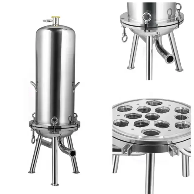 Industrial Filtration Equipment 304 316L Stainless Steel Seven Cartridges 10' Filter Housing for Distillery Wine/Whiskey/Beer