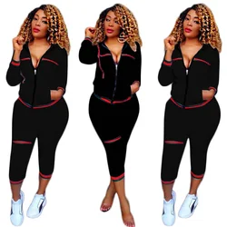 Women Zip up hoodie custom Side Striped tracksuit Custom Women Tracksuit with logo 2 Piece tracksuit set women Top And Pants Set