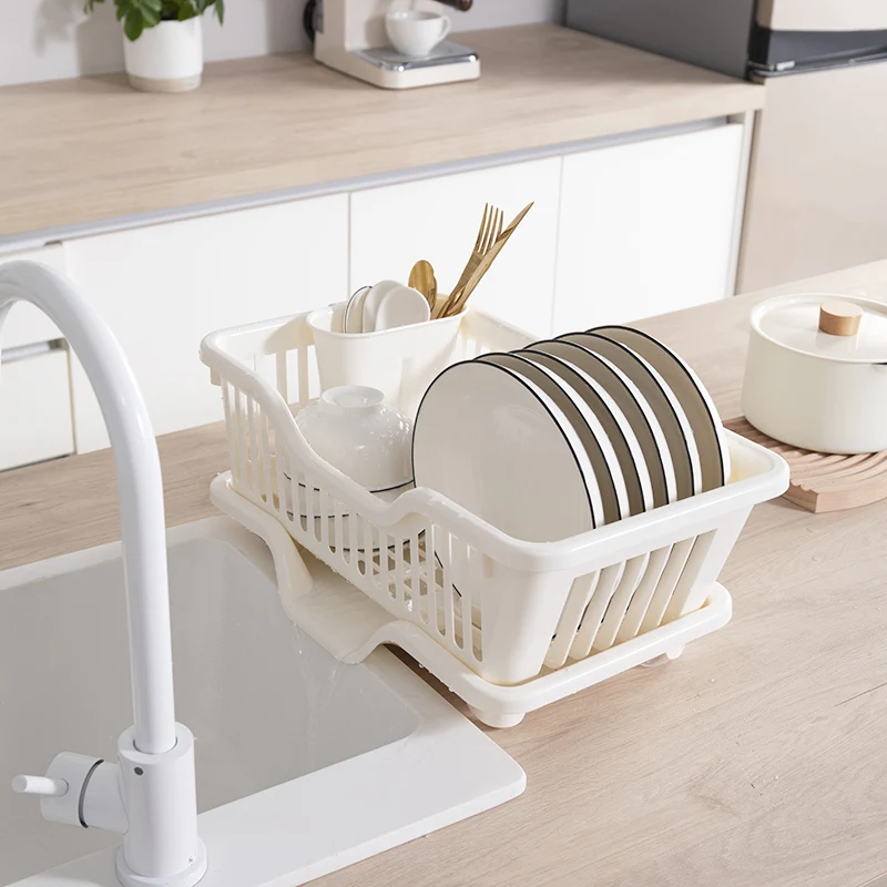 Kitchen Metal Plastic Dish Rack with Utensil Holder Cup Holder Dish Drainer for Kitchen Counter Top Dish rack PP plastic storage