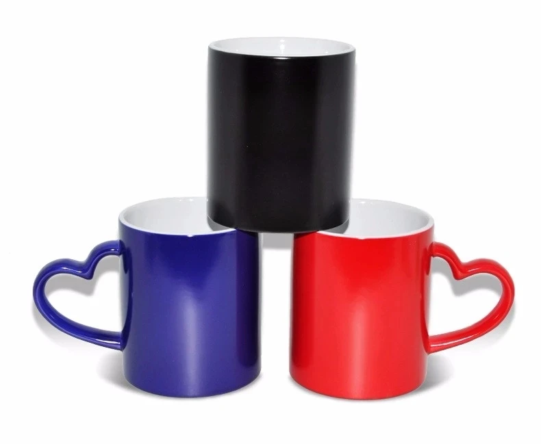 11oz Hearts Sublimation Coated Ceramic Magic Mugs At Low Price Wholesale