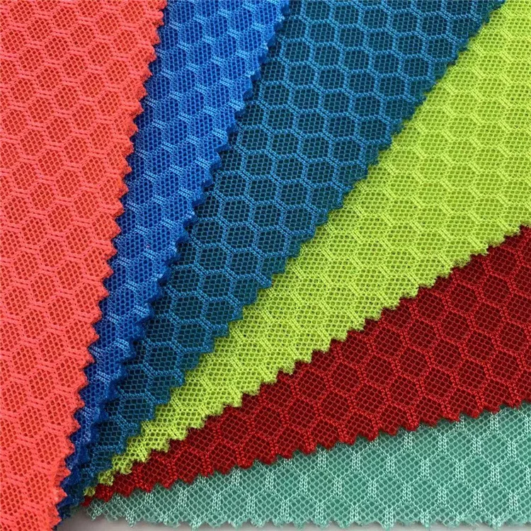 High quality hexagonal mesh fabric 100% polyester stretch fabric for seat cushion mattress side wrap