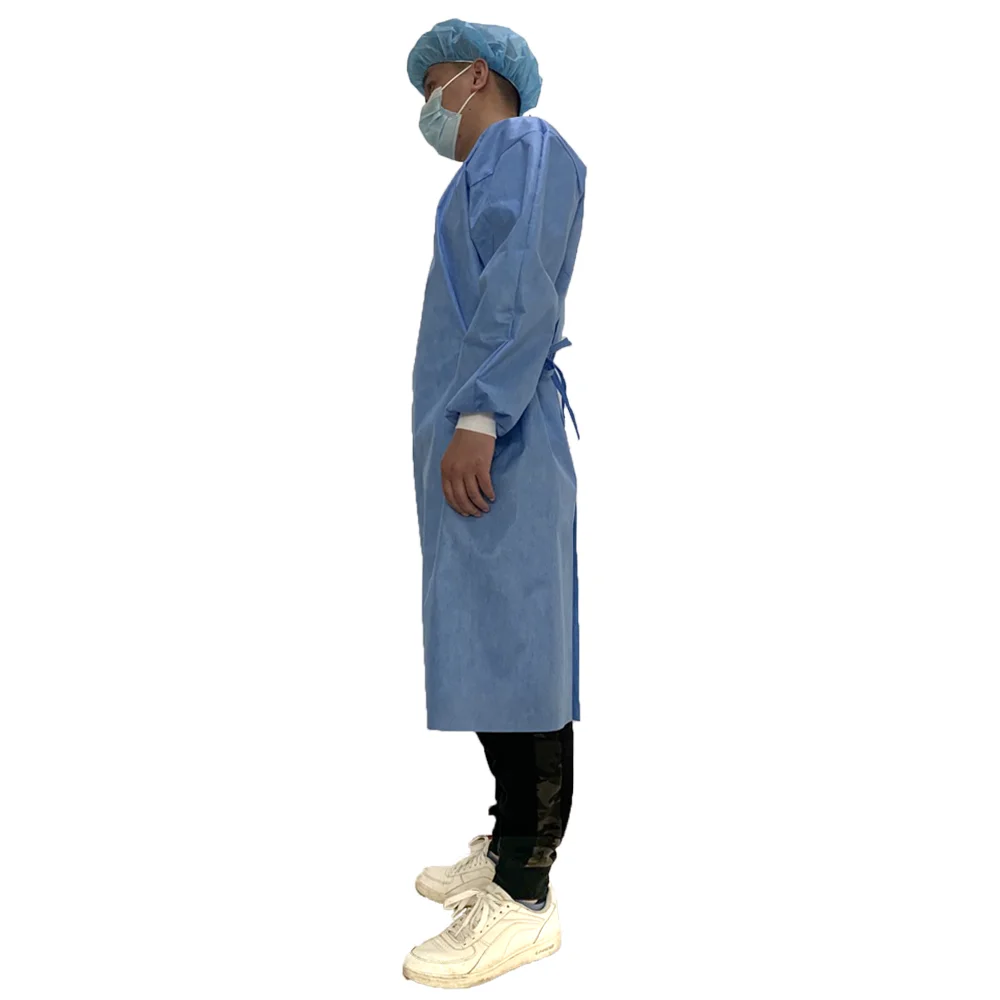 medical  breathable  safety caring  blue color DISPOSABLE  SMS  Surgical PPE Gown for  health care