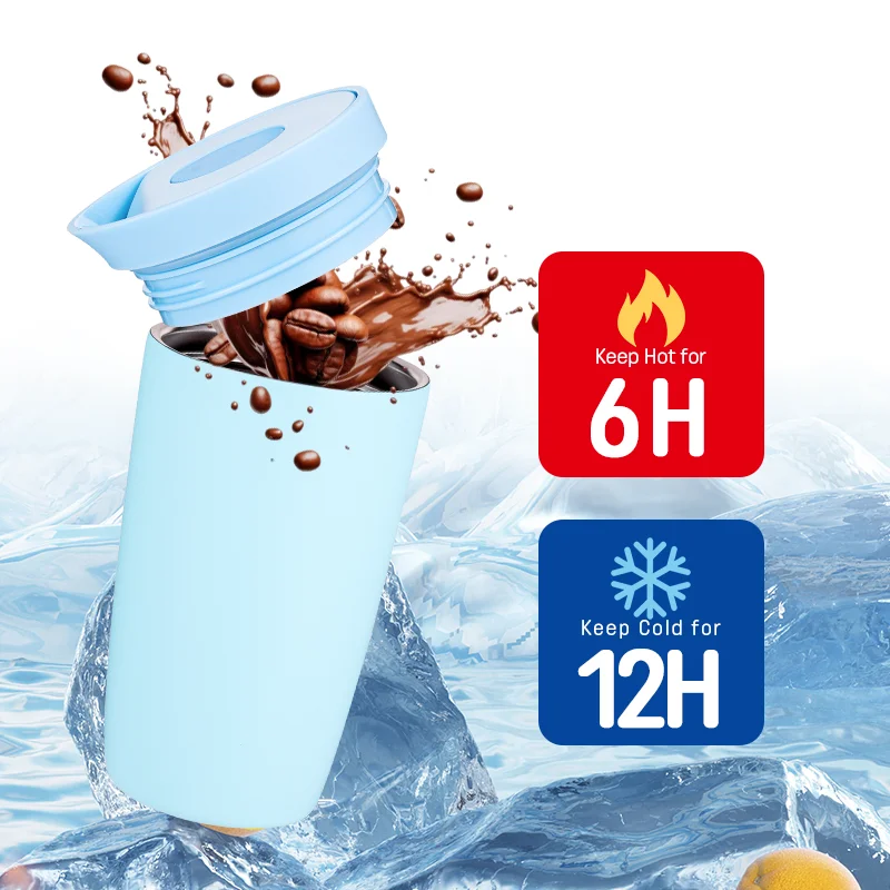 Custom logo 12oz portable cups tumblers business usage stainless steel coffee tumbler mug with press lid