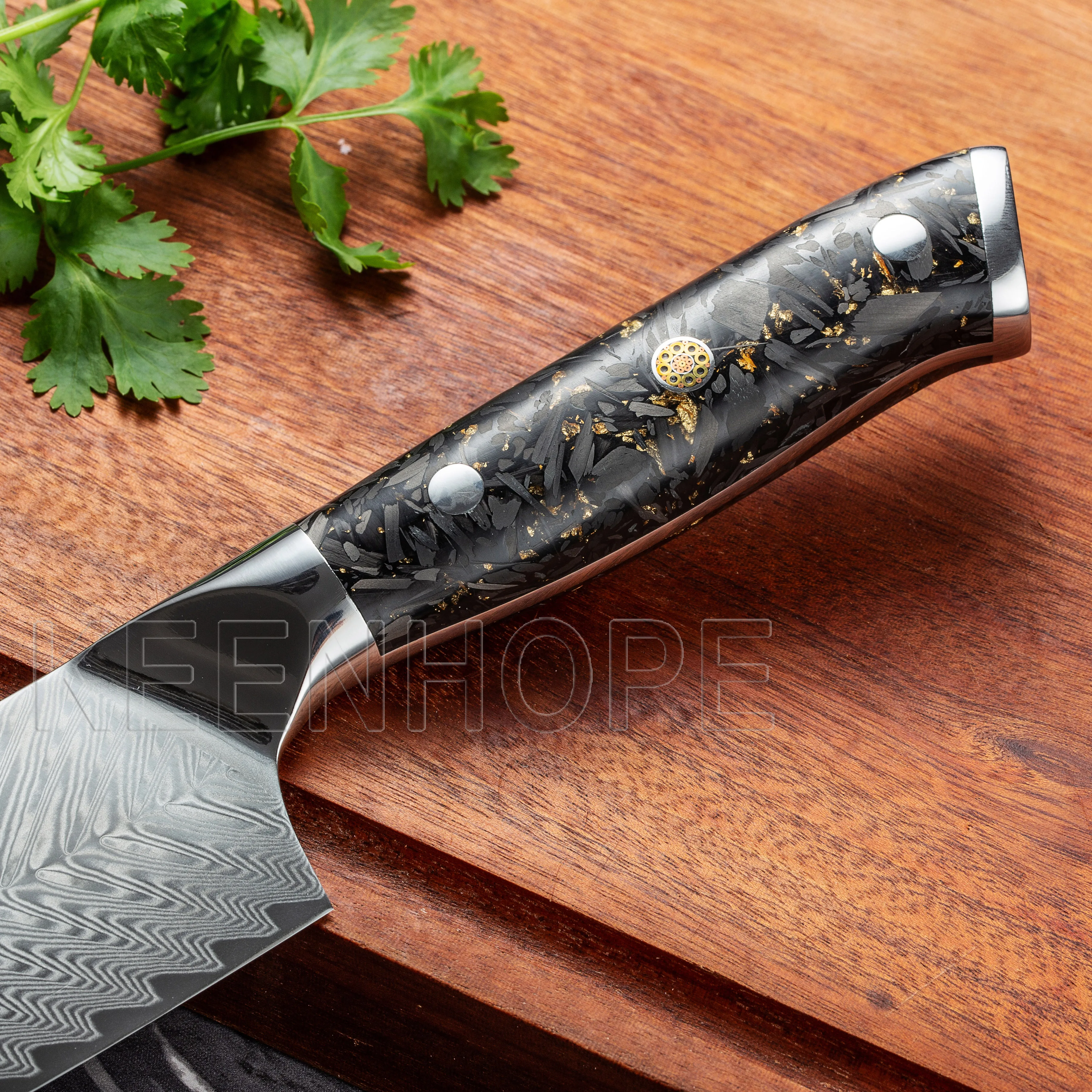 5 inch Utility Knife Damascus Kitchen Knife 67 Layers Damascus VG10 10Cr15CoMoV SS316 Bolster Composited Resin+Carbon fiber