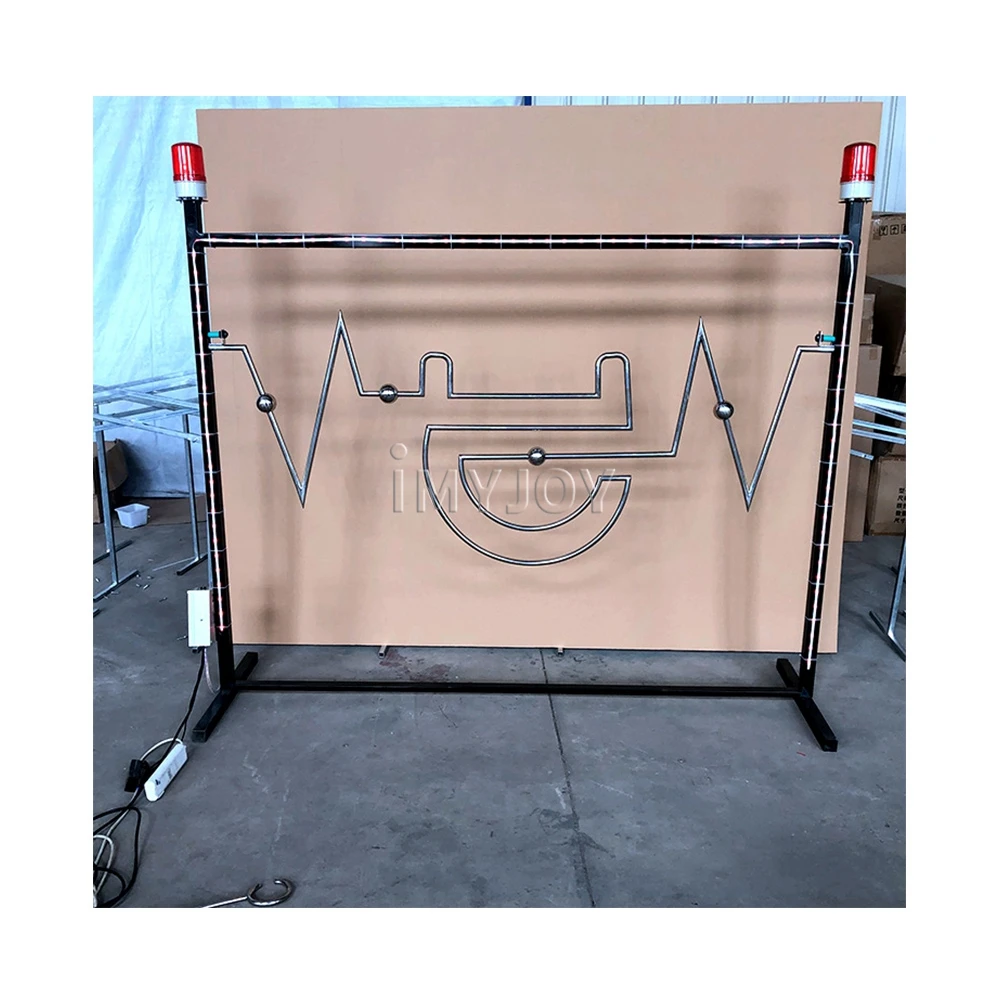 Custom carnival giant amusement park electric timer challenging cross fire prop funny buzz wire and loop dexterity game