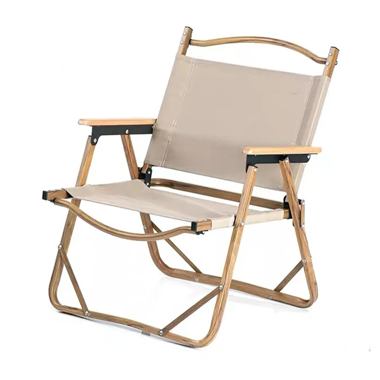 2022 Top seller camping gear wood grain aluminum folding camping chair for furniture outdoor