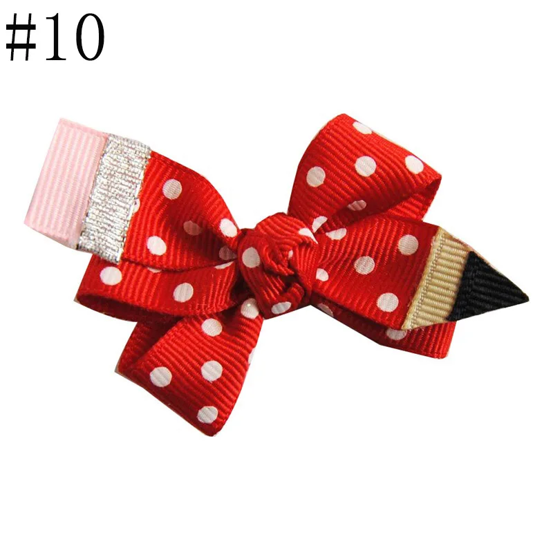 3' Mini Pencil Girl Hair Bows Accessories With Clip Back To School Hair Clip Hairpins Hair Ornaments