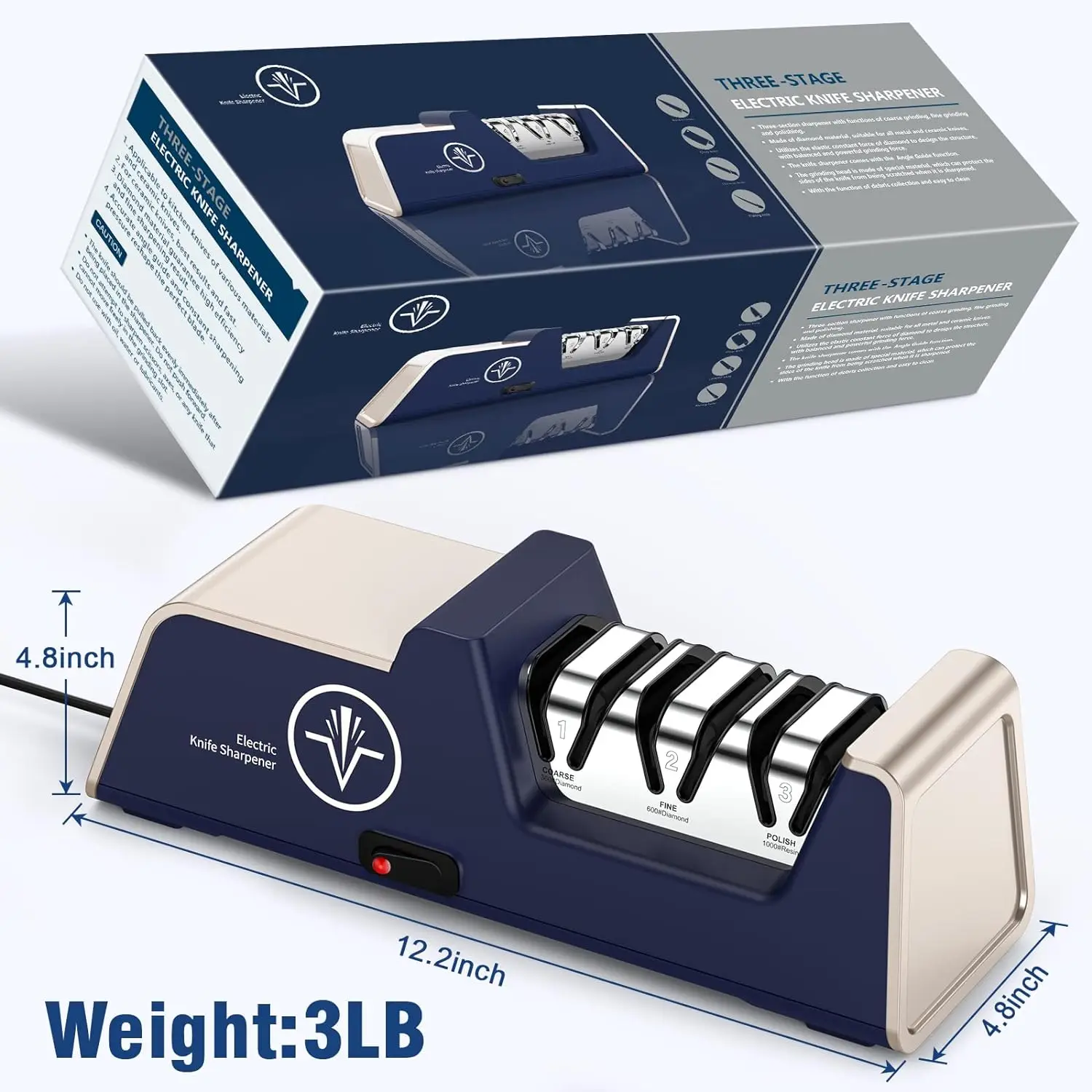 Electric Knife Sharpener Usb Rechargeable 2 Stage Professional Kitchen Accessories Tool Automatically EDGBLACK OEM Factory