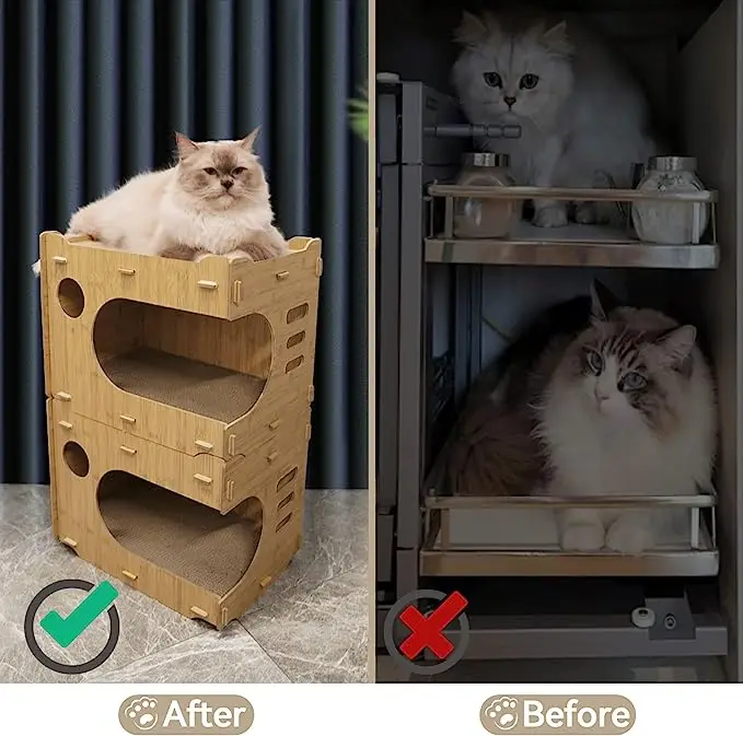 Pet cat cave bed nest condo perch cage indoor villa scratcher cardboard cute cat house