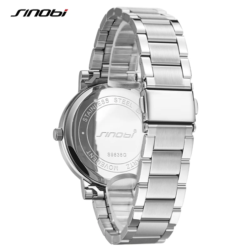 SINOBI Luxury Classic Men Watch Iconic Appeal Classic Stainless Steel Watches for the Modern Business Gentleman