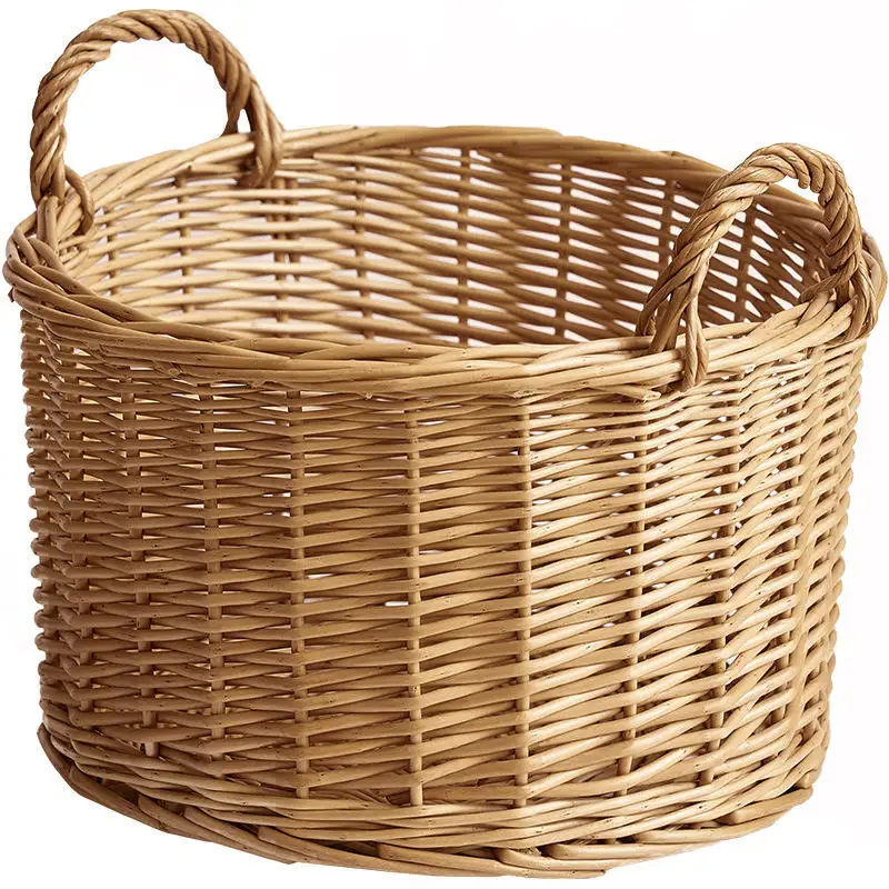 GREENSIDE Manufacturer Moveable Durable Heavy Duty Round Wicker Storage Basket
