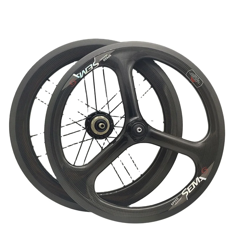 349HV3-TW T700 Carbon 3spoke set Taiwan Hubsmith Hub Folding Bicycle Long Warrnaty 349 Trispoke Wheel