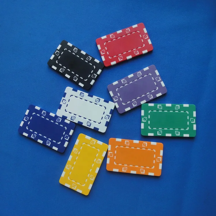 Wholesale custom rectangular colored poker plaque set dice desgin 29g 75mm abs with iron chips inside for casino gambling