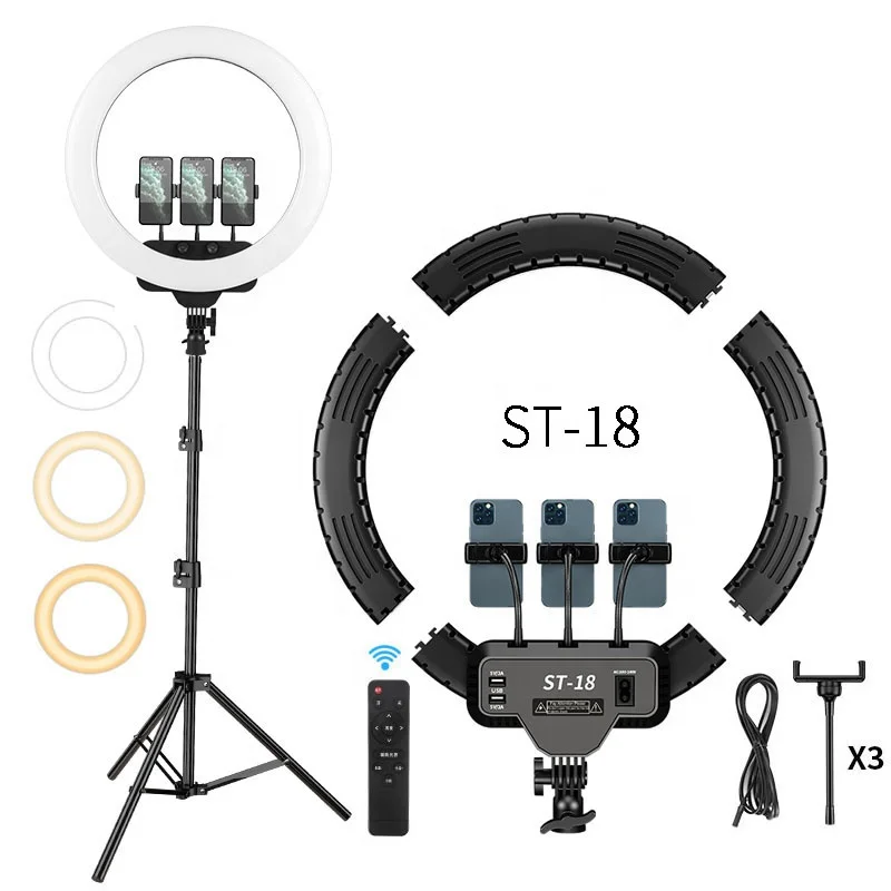 
Hot selling 45cm phone circle lamp 18 inch LED camera ring fill light with 210cm tripod stand for Beauty Live Entertainment 