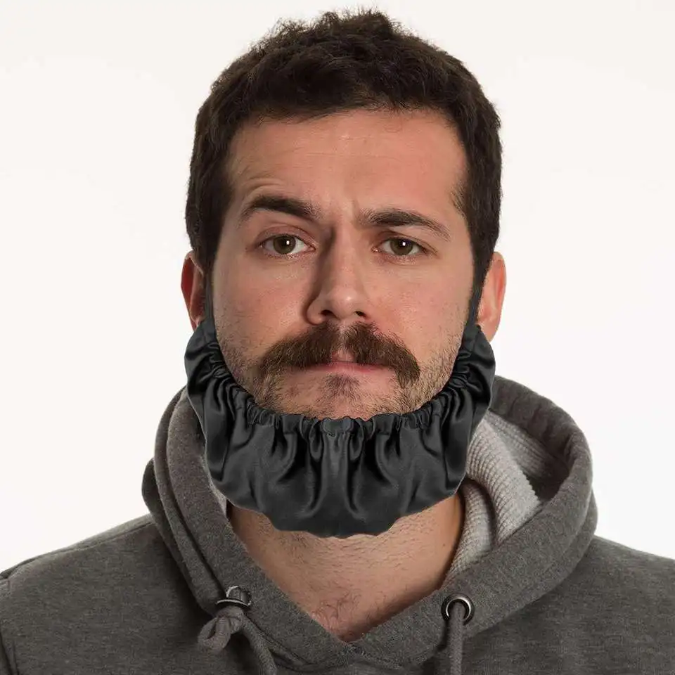Custom Color&Logo Satin Silk Beard Bandana Adjustable Double layer Beard Bonnet For Beard Care