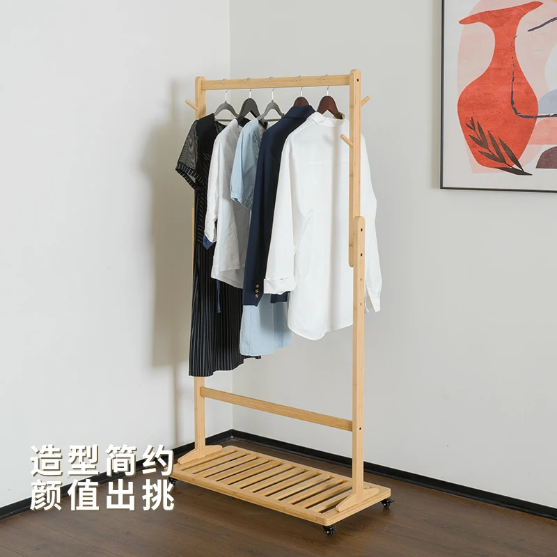 Clothes rack  wheeled household bedroom balcony portable clothes rack clothing display pole simplecoat rack wall mounted