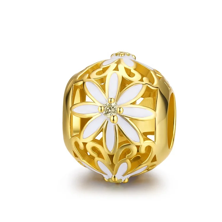 
Quality Gold Plated Jewelry DIY Flower Beads 14k gold filled charms for bracelet 